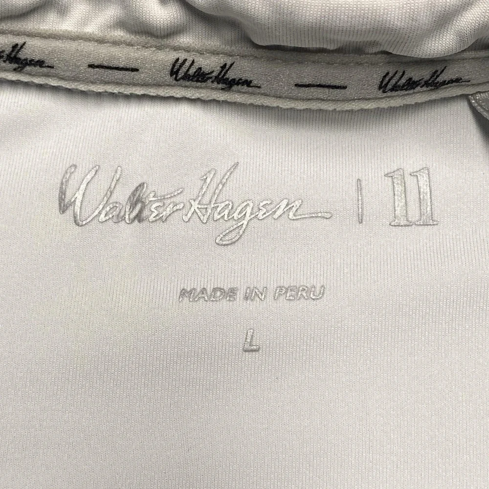 Walter Hagen Polo Shirt Mens Large Blue Stripe Stretch Golf Performance 11